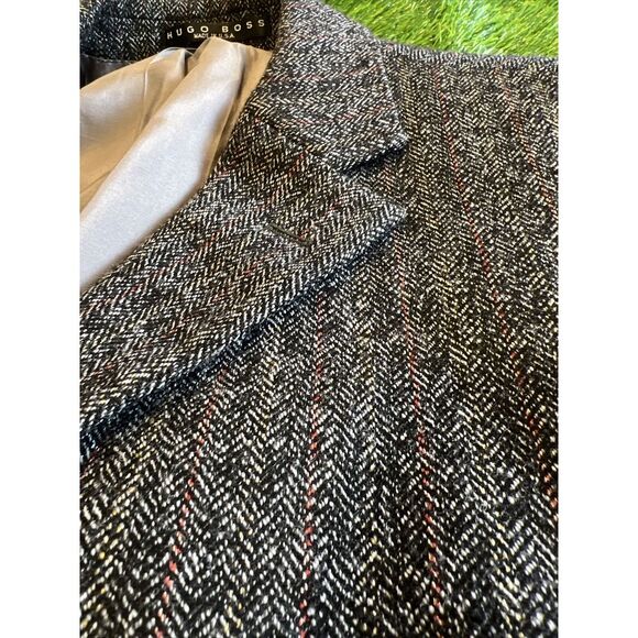 Hugo Boss Blazer Wool Blend Mens 42R Gray 2 Button Tweed - Picture 3 of 16